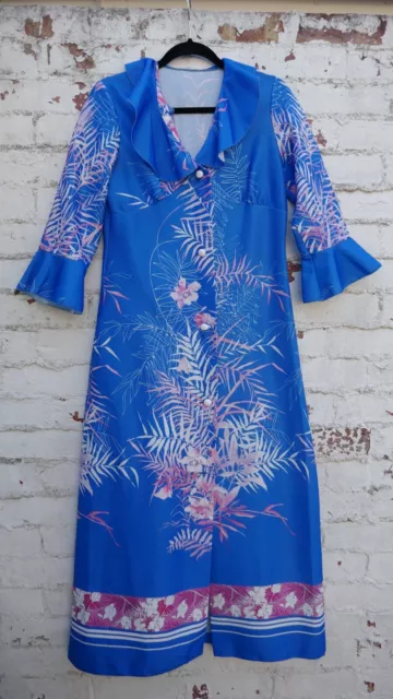 Abito da toeletta kimono vintage anni '60 Flower Power stile Daisy Jones UK 8/10