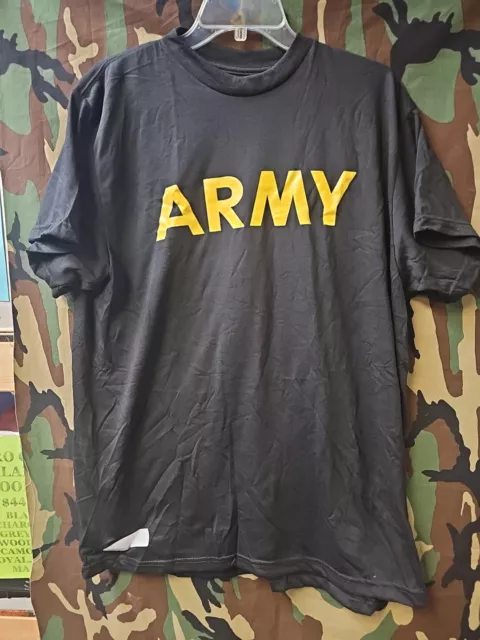 Black APFU Army PT Shirt Physical Training Tee Current Issue Made in USA