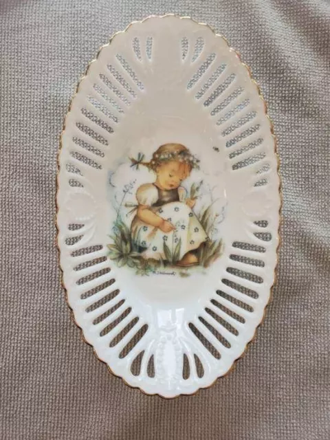 Vintage Reticulated MJ Hummel 'Lilly of the Valley' Candy Dish