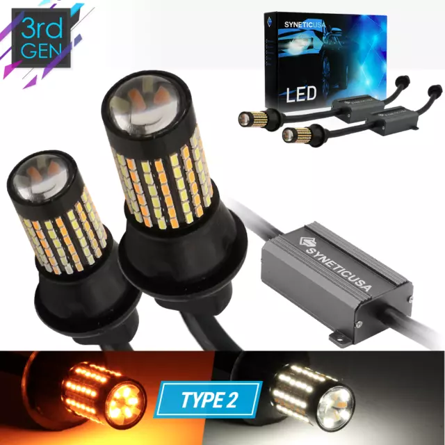 Error Free 1157 Type2 Switchback LED Turn Signal Parking Light Bulbs White/Amber