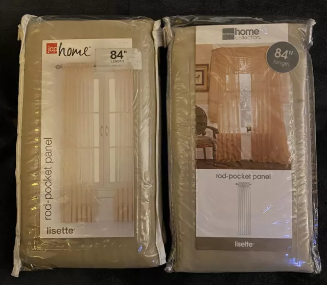 Set of 2 JCPenney Home Collection Lisette Rod-Pocket Panel 118” x 84” Linen NIP