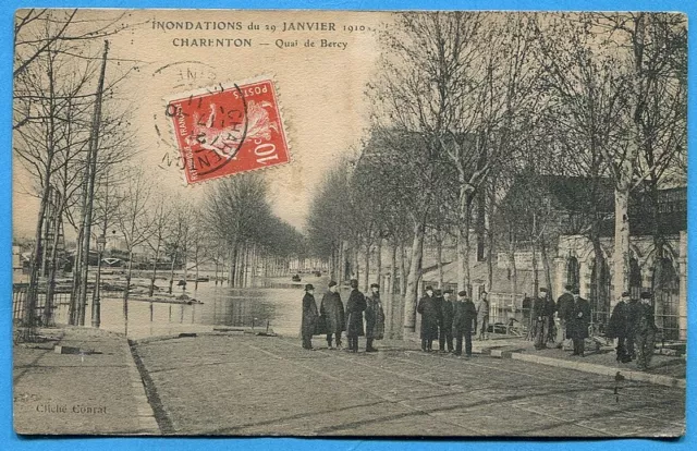 CPA : Inondations du 29 janvier 1910 - Charenton - Quai de Bercy / 1911