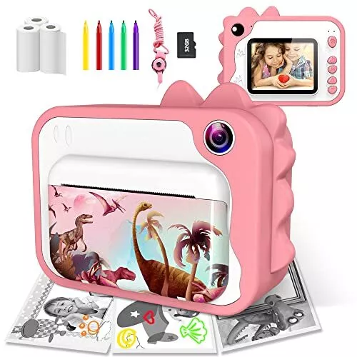 Dinosaure-Mini-appareil Photo thermique instantané pour enfants, appareil  Photo numérique, jouet pour filles
