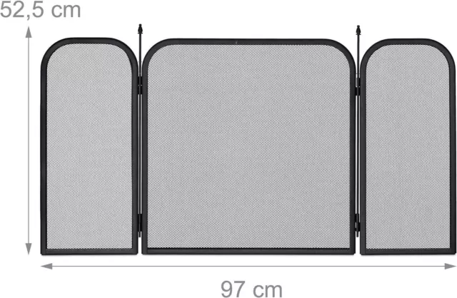 Heavy Duty Steel 3 Panel Fire Screen Spark Guard Safety Fireplace Stove Woodburn