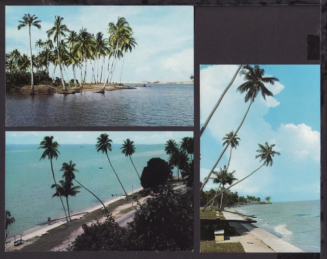 SINGAPORE BEDOK BEACH EAST COAST c1970s x 3 DIFFERENT VIEWS POSTCARDS (L227)