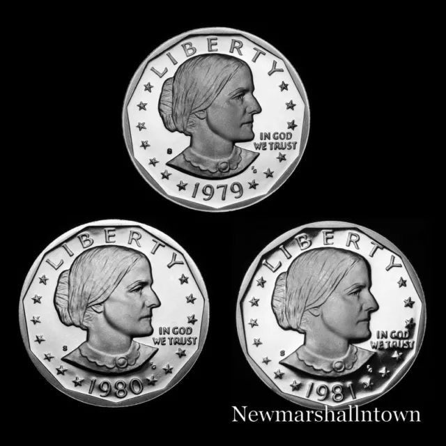 1979 1980 1981  S Susan B Anthony Mint Proof Set Lot of 3 U.S. Dollars