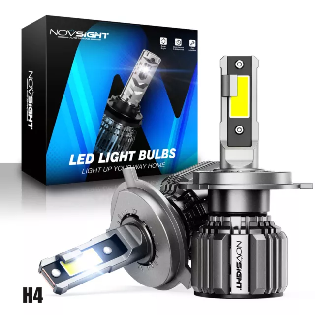 NOVSIGHT H4 LED Scheinwerfer Fern Abblendlicht Auto Lampen 6500K Weiß Halogen 2X