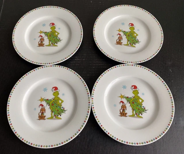 SET OF 4 The Grinch Who Stole Christmas Dessert Salad Plates