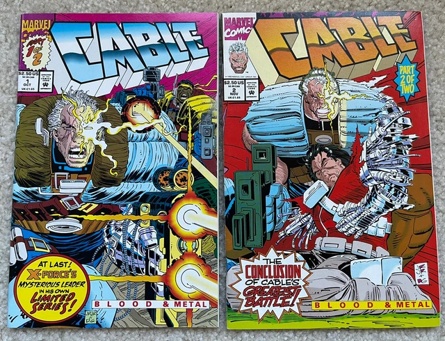 CABLE : BLOOD & METAL  COMPLETE SET #1-2  FIRST SOLO SERIES  MARVEL 1992  Comic
