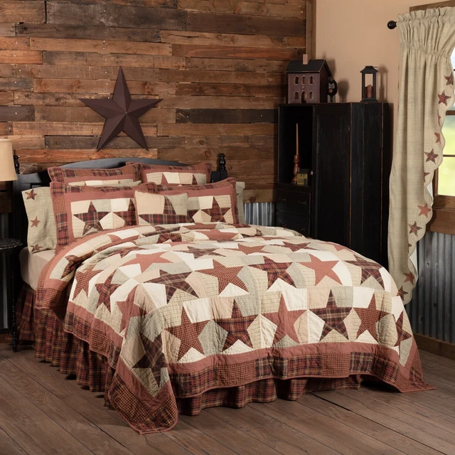 Abilene Star Quilt Burgundy/Tan/Dark Brown California King