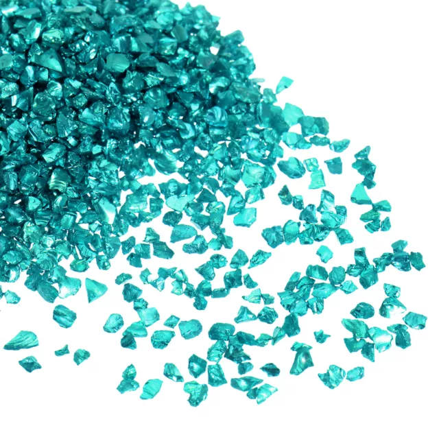 Crushed Glass Chips 100g 2mm-4mm Irregular Metallic Glitter Blue