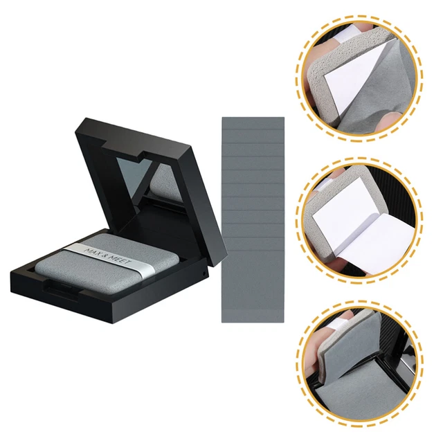 1 juego Women Mirror Control Blot - papel facial con polvo - poros - aceite - blot -