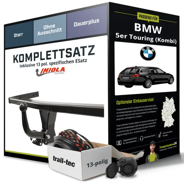 Für BMW 5er Touring Typ E61 Anhängerkupplung starr +eSatz 13pol 04-10 NEU