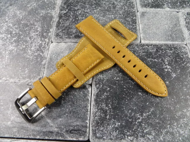 Bracelet de montre d'aviateur militaire allemand bracelet armée cuir bracelet L marron WX 2