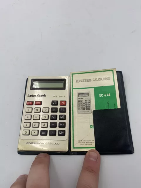 Radio Shack EC-274A Statesman Thin LCD Calculator #65-686A With Case - READ