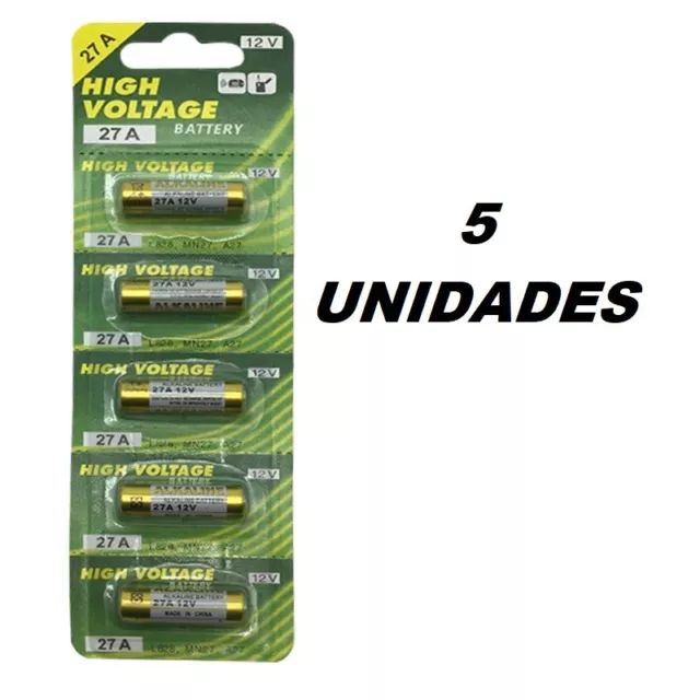 5 pilas Alcalinas para mando de garaje, juguetes, etc.. Modelo   27A 12V 2