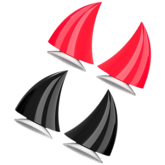 Corna Da Diavolo Per Casco Moto - Con Ventose Forti E Adesivo - 2 Paia Rosse E Nere
