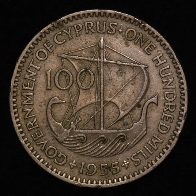 Cyprus 1955 Hundred 100 Mils - Elizabeth II - KM# 37
