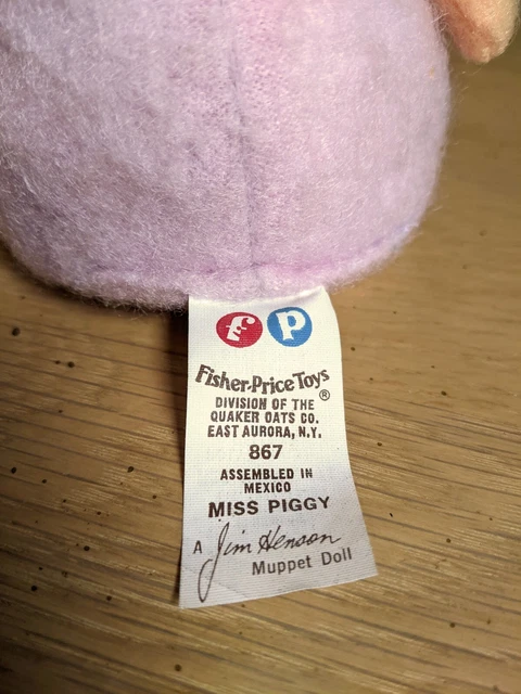 Vintage Muppet Miss Piggy Plush Beanbag 6.5" Doll Fisher Price with Tag 3