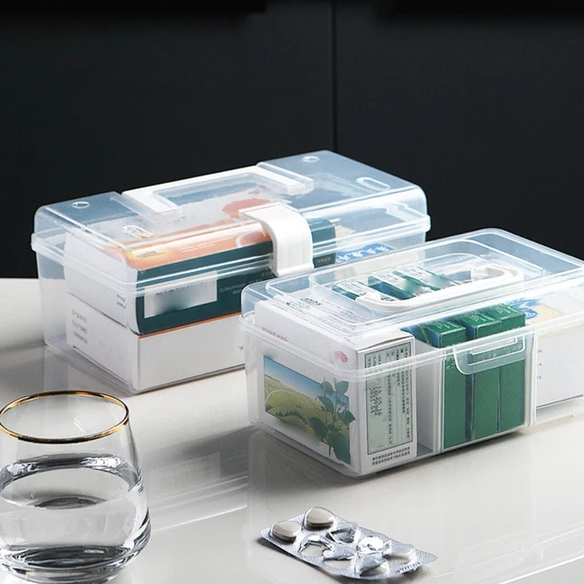 PP Plastic Storage Box Waterproof Medicine Cabinet Stationery Storage Case