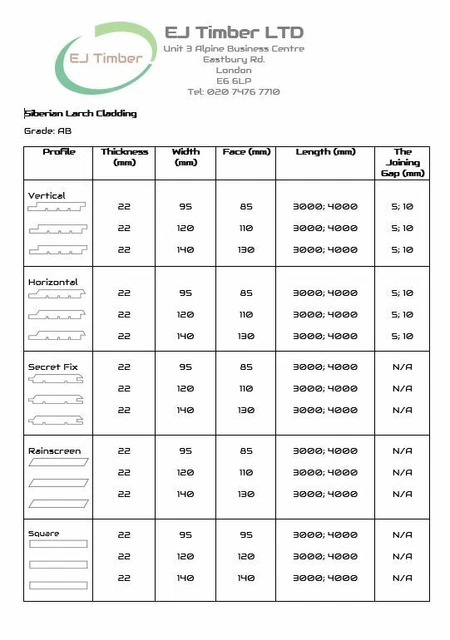 SHIPLAP CLADDING, LARCH Timber, Vertical Fix Exterior Cladding - SAMPLE ...