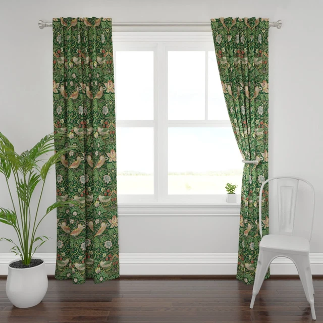 William Morris Victorian Antique Green 50" Wide Curtain Panel by Spoonflower