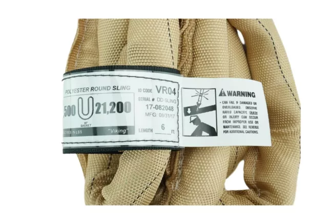 USA Made VR4 X 6' Tan Slings 4'-30' Lengths in Listing, Double PLY Cover Endl... 3