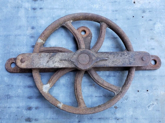 Vintage Antique Original Barn Door Bottom Track Roller Single