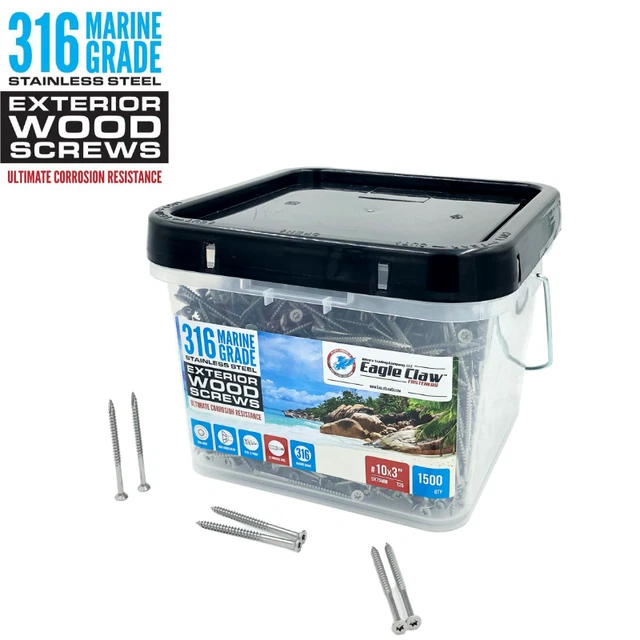 316 Marine Grade 3 Inch Stainless Steel Wood Screws Star Drive Type 17 Point