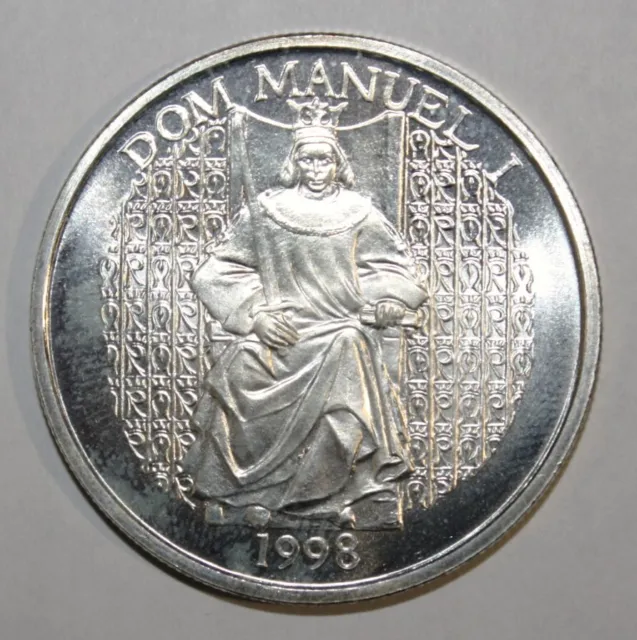 A3 - Portugal 1000 Escudos 1998 Brilliant Unc. Moneda de plata - King Dom Manuel I