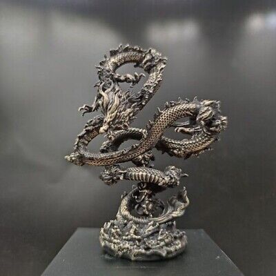 10cm Chinese Old Bronze Copper Statue Hand Carved Dragon 80168