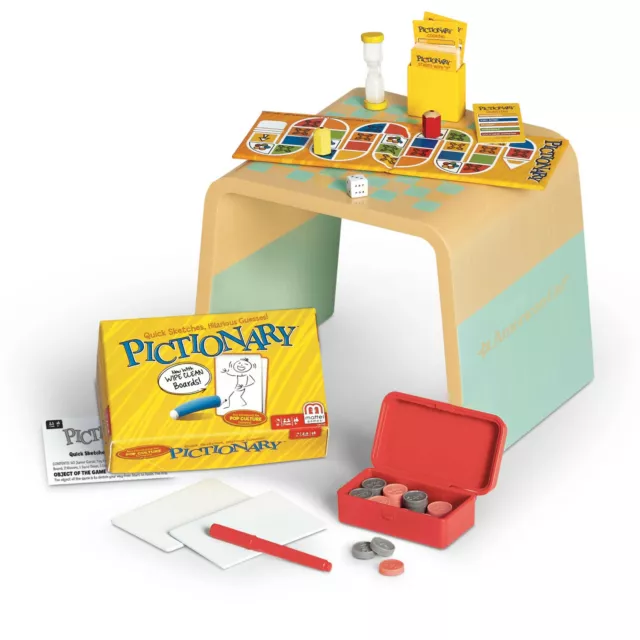 American Girl Game Night Set For 18" Doll Table Checker Board Pictionary Soldout