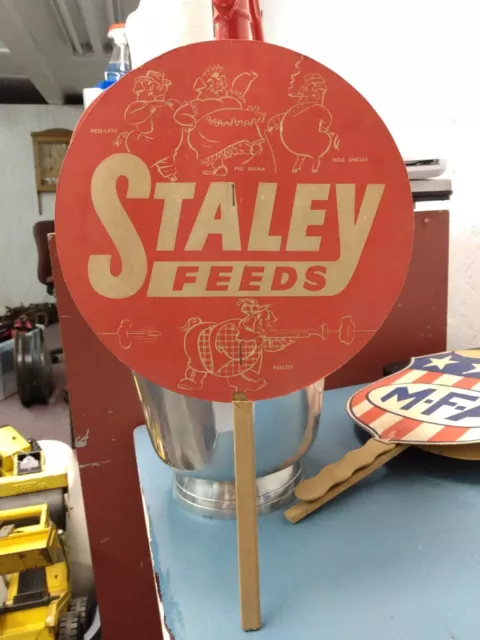 Vintage Staley Feeds FUN Cartoon Farm seed Advertising Fan