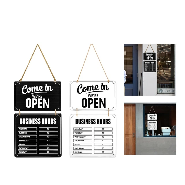 BUSINESS HOURS SIGN,CHANGEABLE,WOODEN,OPEN and Closed Mark,Hanging ...