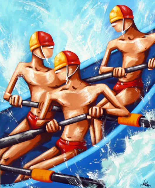 47" art beach surf life saving australia abstract painting print canvas COA