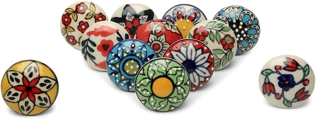 SETS OF 10 CERAMIC KNOBS Drawer Pulls Cupboard Handles Door Vintage Shabby Chic