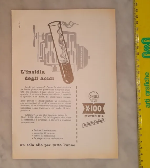Pubblicità advertising   SHELL X 100    (anni Cinquanta)