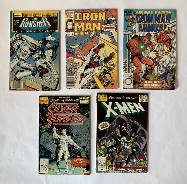 Marvel Comic Lot - 5 Annuals (X-Men, Silver Surfer, Iron Man, Punisher)