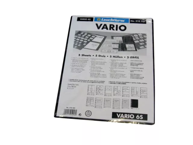 5 Lighthouse Vario 6 Pocket Black Stamp Stock Album Pages binder sheets