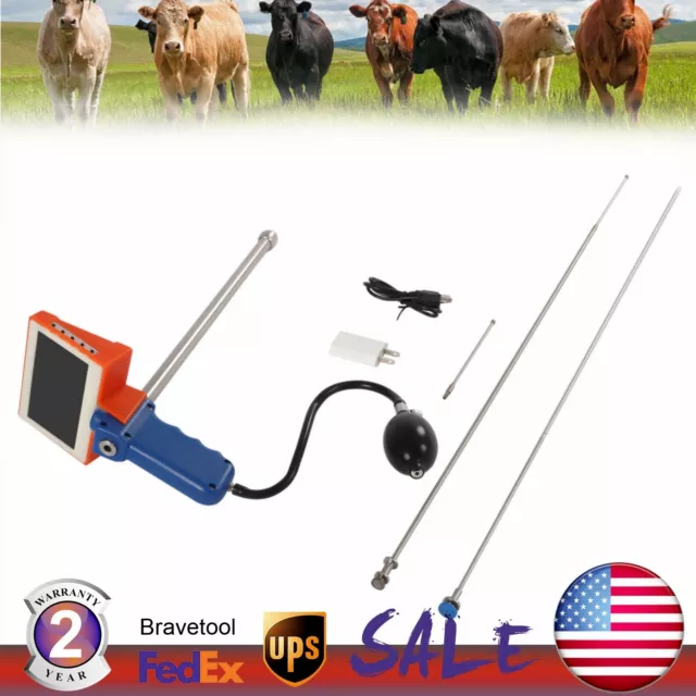 For Cows Cattle Artificial Visual Insemination Gun Kit w/ Adjustable HD Screen