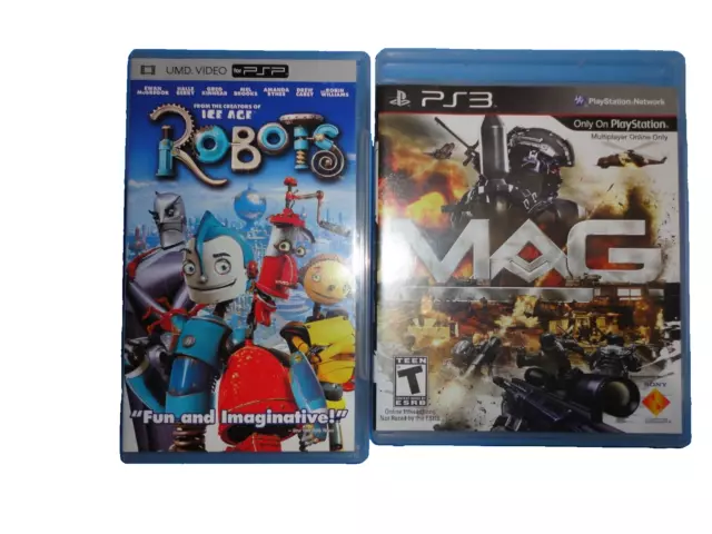 Two games, PSP Ice age Robots & PS3 MAG, used games in good condition. In cases.