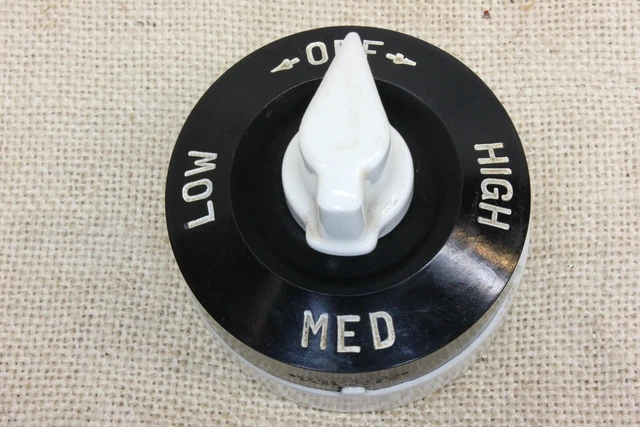 Old Control Switch 3-Speed Turn Twist Knob Vintage 1920’S L M H White Porcelain