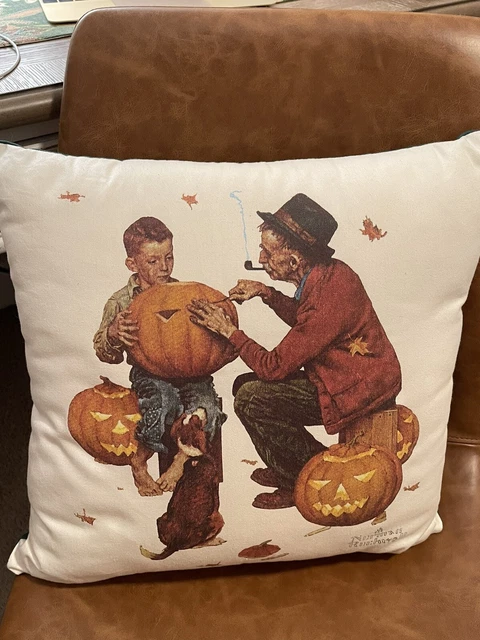 Almohada de Halloween Norman Rockwell Ghostly Gourds otoño otoño otoño calabazas