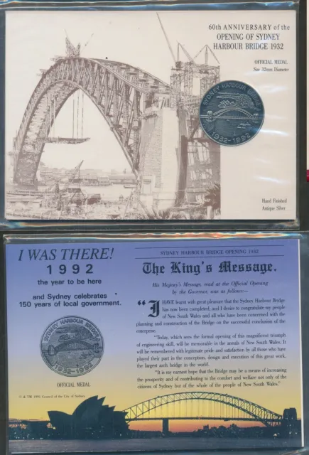 Australia 1992 Harbour Bridge 50 Anniversary Official Antique Silver Medal