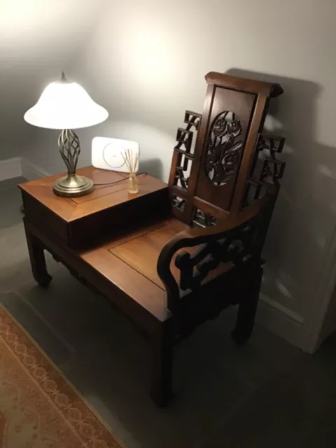 Stunning Solid Wood Carved Hall Telephone Table Seat in excellent condition