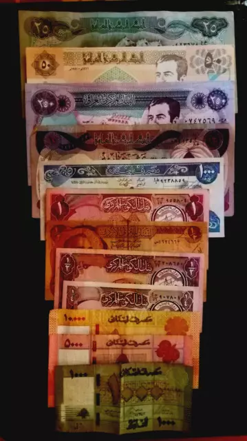 Arab Countries all mixed Different 12 Used Banknotes