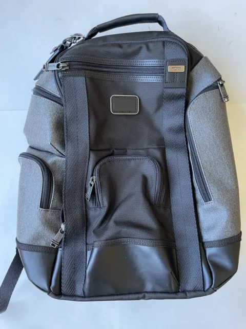 Tumi Alpha Bravo Backpack Black Earl Gray Coated Canvas Leather 2223389DEO $595