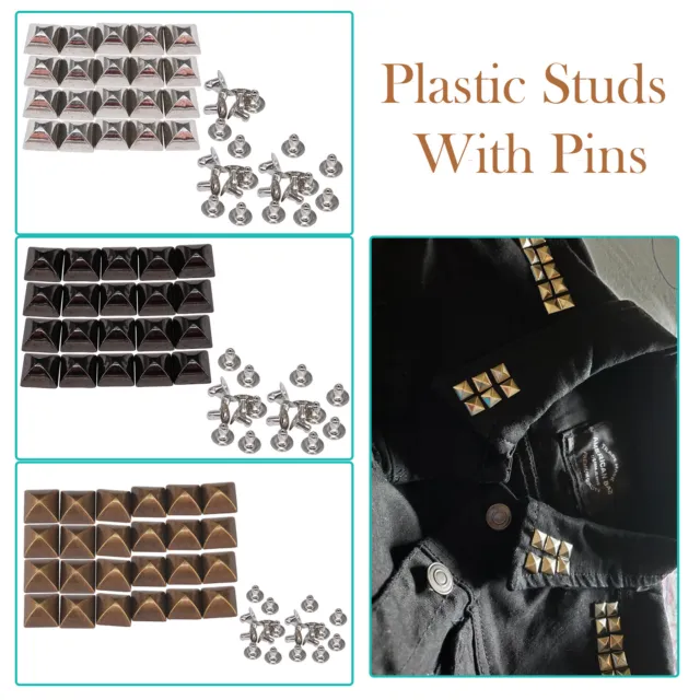 100pcs Pyramid Square Studs with Pins for Leather Craft Coats Decoration Purses