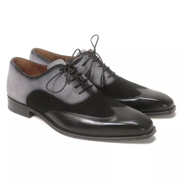 Mezlan Hommes Noir Et Daim Gris Aile Pointe Oxford (13, M)
