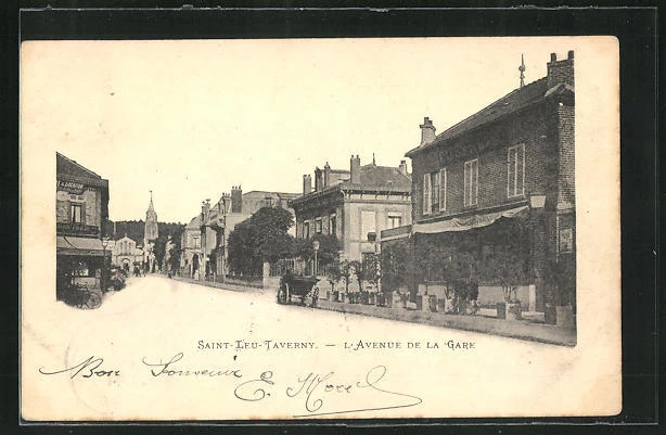 CPA Saint-Leu-Taverny, Boutiques dans Avenue de la Gare 1904